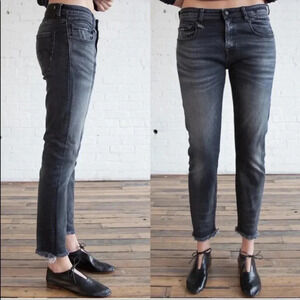R13 boy skinny bottom fray denim